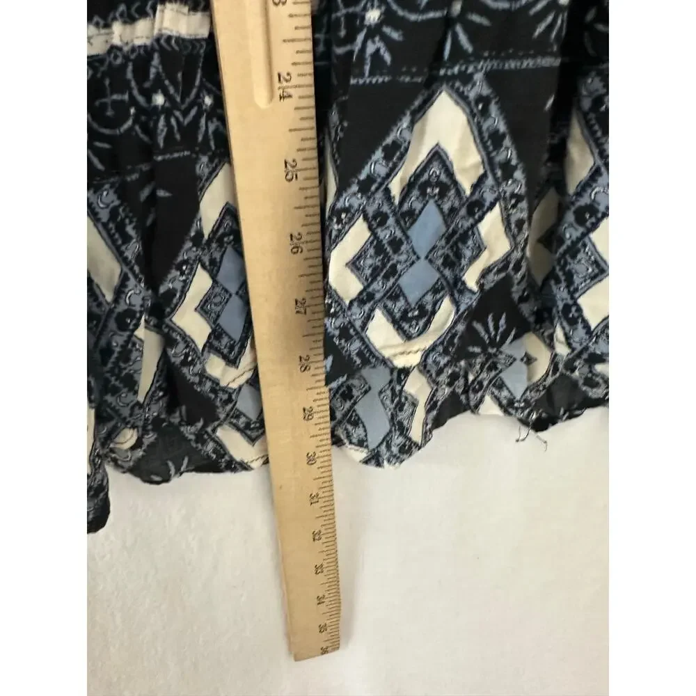 Free People Down by The Bay Tunic Top S Black Boho Flowy
